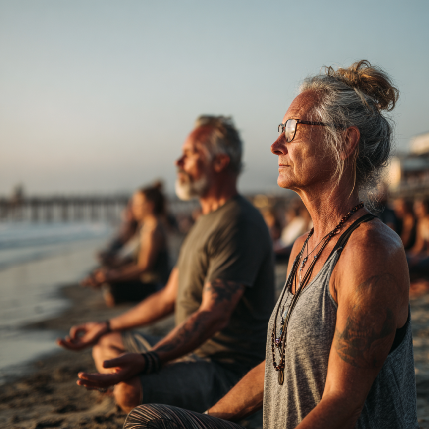 Зрели хора практикуват йога
